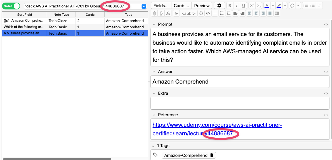 Filtering by text in Anki's browser