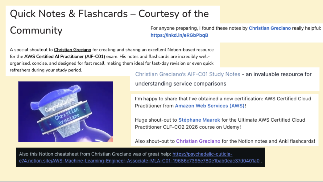 A collection of testimonials of my AWS certification materials